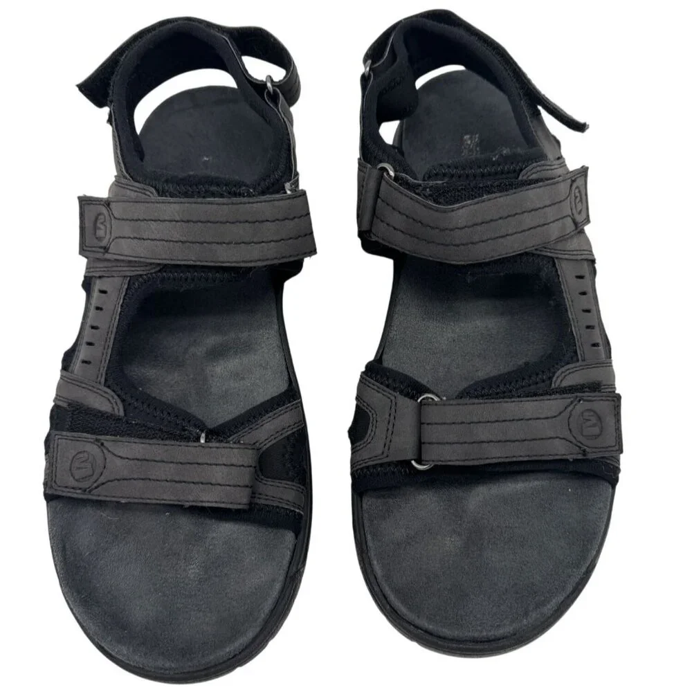 Merrell Mens Sandspur 2 Convert Sandals Black Leather Slingback Outdoors Casual